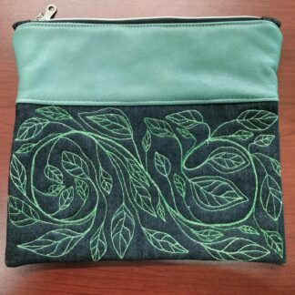 Leather & Denim Clutch Bag