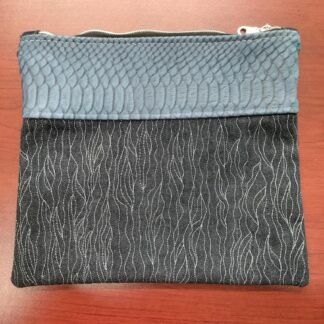 Leather & Denim Clutch Bag