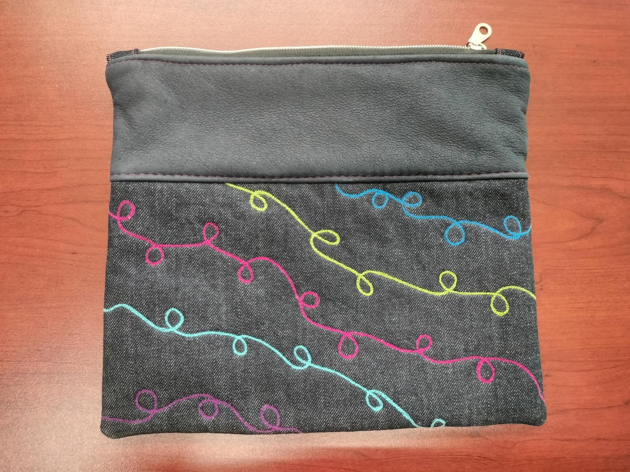 Leather & Denim Clutch Bag - Image 2