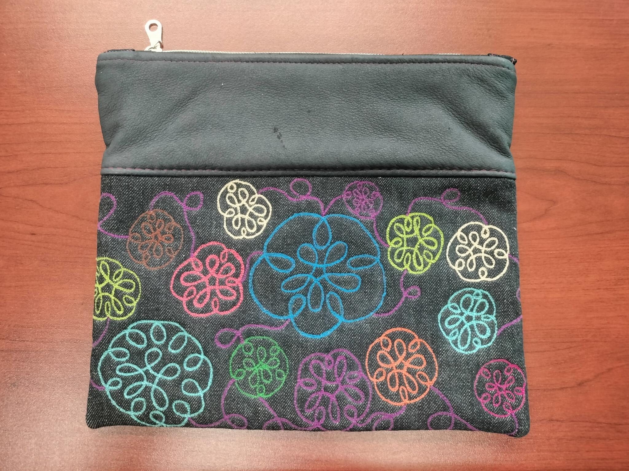 Leather & Denim Clutch Bag